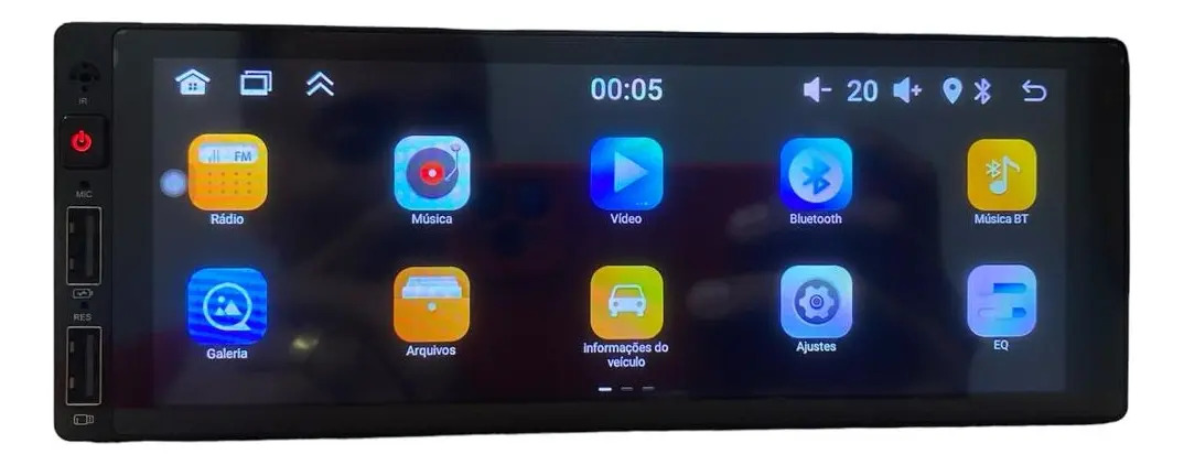 Multimidia 1 Din Incartech Android 13 6.8'' GPS Carplay Preto