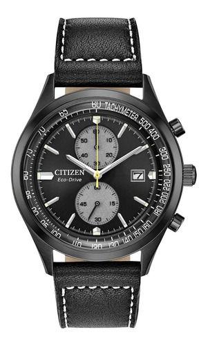 Citizen Chandler Black Leather  Chrono Ca7027-08e