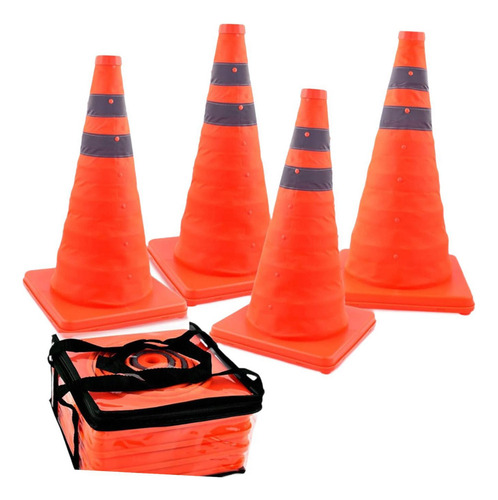 4 Conos De Estacionamiento Reflectantes Plegables De 45 Cm,
