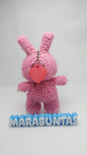 Labubu A Crochet 14cm Ojos Articulados Con Lavero Rosa