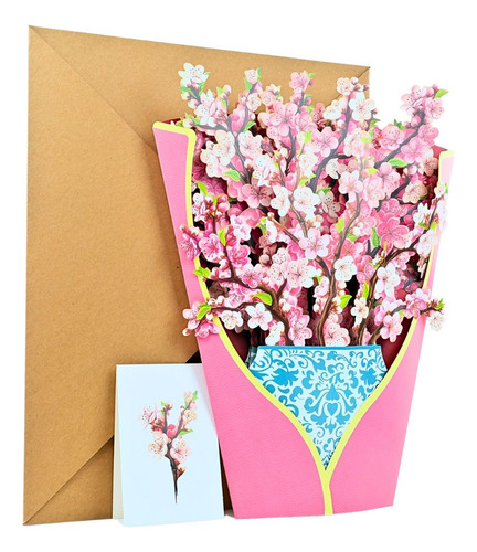 Tarjeta De Felicitaciones Bouquet De Flores 3d Cartón Sakura