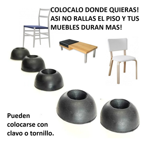 Imagen 3 de 5 de Pata De Goma Tope Goma Para Sillas Mesas Muebles X4 No Raya