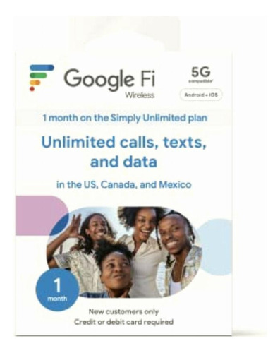 Google Fi Wireless Simply Unlimited Plan | Talk/texto/datos