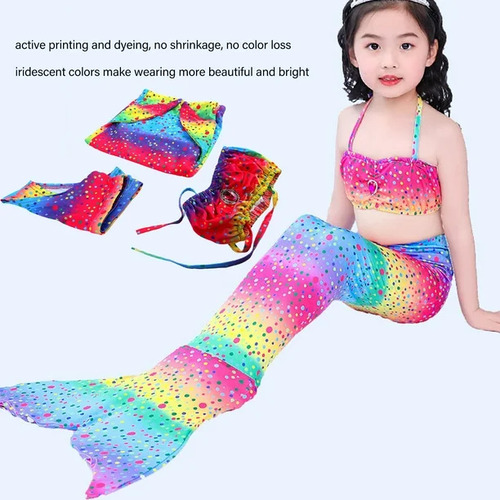 Conjunto De Traje De Baño De Cola De Pez Para Niña