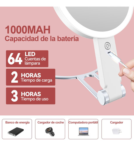 Espejo Con Luz Para Maquillaje Con Aumento De 1x/10x