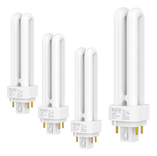 Bombilla Cfl Doble Tubo De 18w T4 Con Base G24q-2 De 4 Pines