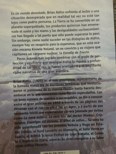 Imagen 2 de 3 de Un Mundo Devastado * Brian Aldiss * Edhasa *