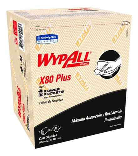 Wypall X80 Plus Paño De Limpieza Amarillo 1415 Pack Con 30pz