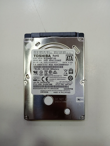Disco Laptop 1tb Sata Toshiba 2.5 Plateado (Usado)