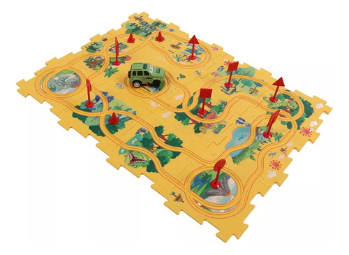 Dinosaurio Pista Coche Niños Puzzle Tablero Diy
