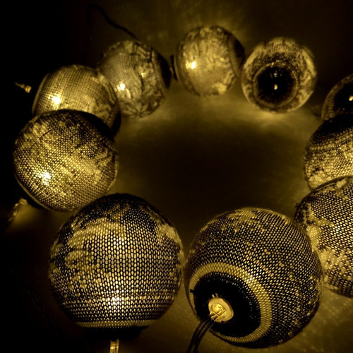 Guirnalda De Luces Decorativas 10 Esferas 2mts Cable Cristal