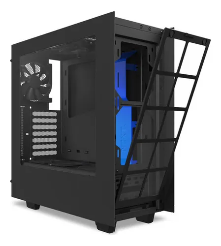 Gabinete para jugadores Nzxt S340, vidrio templado negro-azul, color negro/azul