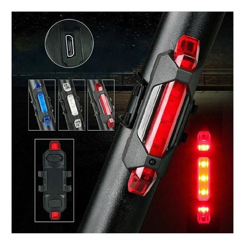 Imagen 3 de 8 de Luces Luz Led Trasera Bicicleta Usb Recargable Facil Uso