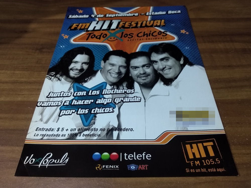 (pc626) Publicidad Los Nocheros * Fm Hit Festival * 2004