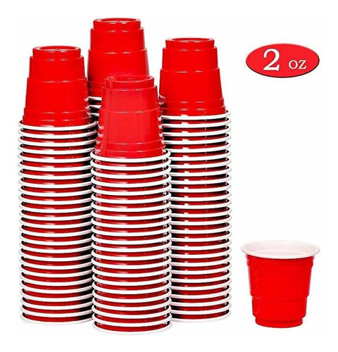 100ct Shot 2 Oz Vasos Descartables, Lindo Mini Rojo De Plást