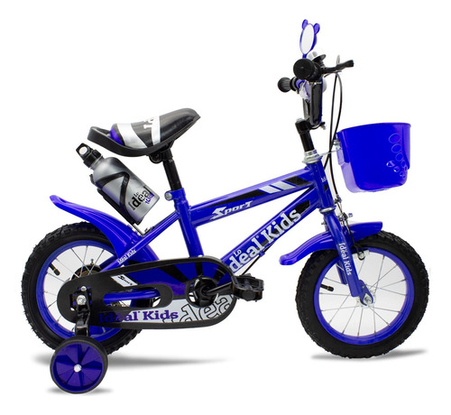 Bicicleta urbana infantil Lo Ideal Kids R12 1v frenos caliper color azul con ruedas de entrenamiento