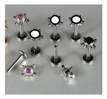 Piercing Labret Titanio Gatito Cristal Varios Colores Gato Gatito Negro