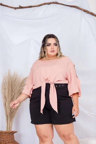 Blusa Cropped Moda Feminina Plus Size Social Tendência