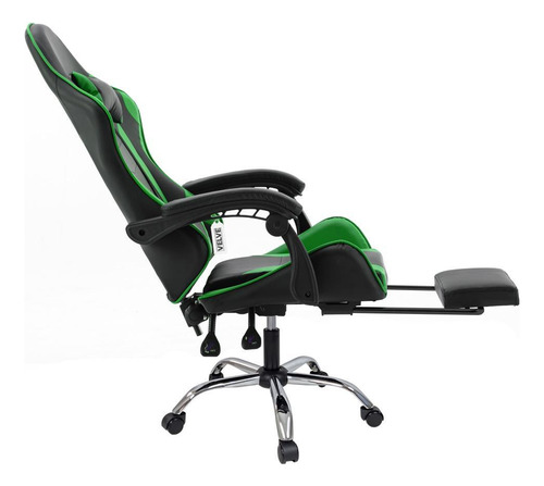 Cadeira Gaming Verde Com Descanso dos Pés Velve Cg2.09