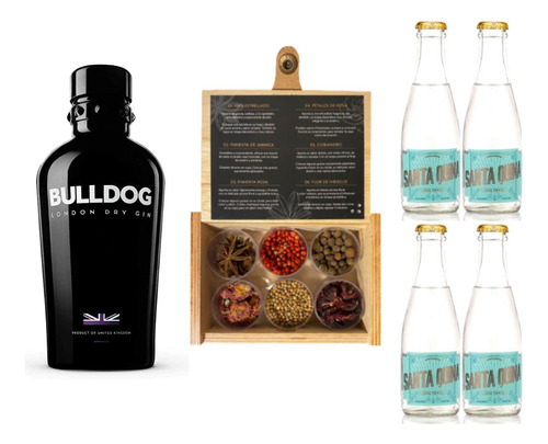 Gin Bulldog + Tónica Santa Quina 200ml + Caja Botánicos X6