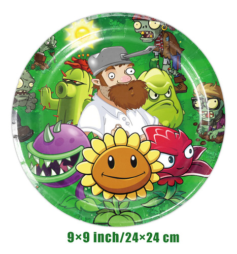 Platos Desechables Plants Vs. Zombies Plastic Vajilla Fiesta