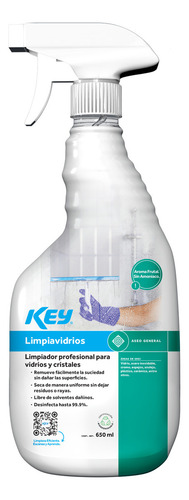 Limpiador Profesional Vidrios Y Multisuperficies Key 650ml Sin Amoníaco
