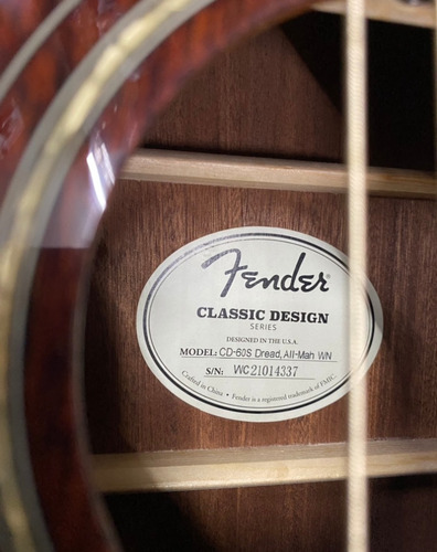 Violão Fender Dreadnought Cd-60s Tampo Maciço Novo Original