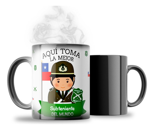 Tazón Taza Mágica Carabineros De Chile (rangos Dama) Subteniente