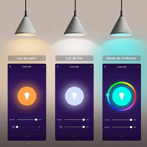 Imagen 4 de 7 de Foco Led Inteligente Wifi Rgbcw De 9w Con Google Home Alexa