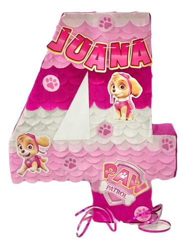 Piñata Artesanal De Número Skye Patrulla Paw