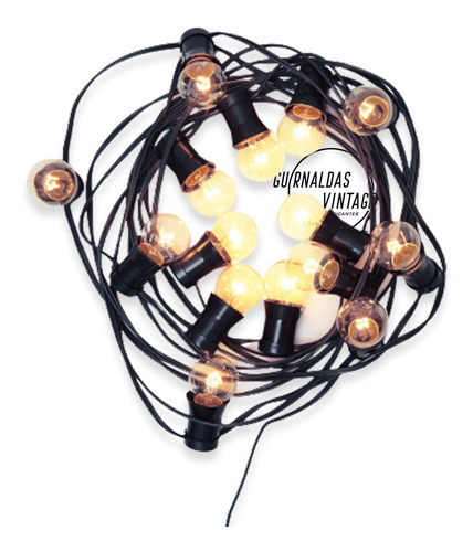 10 Mtr Guirnalda Intemperie Luces Calidas Vintage Bar Color Negro