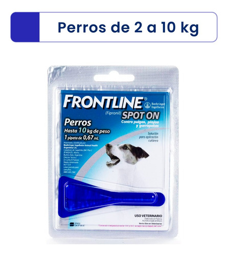 Pipeta Frontline Spot On Perros Hasta 10kg Pulgas Piojos