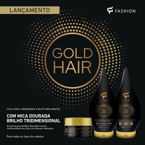 Imagem 6 de 10 de Gold Hair Fashion Atacado 6 Shampoo 6 Condicionado 6 Máscara