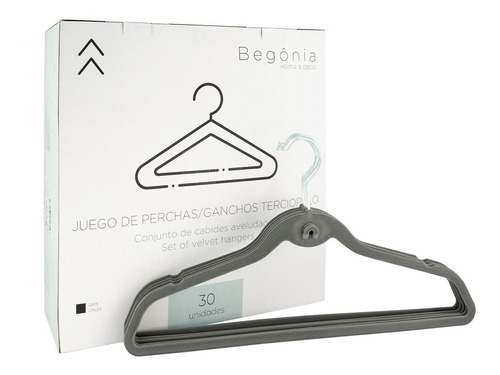 30 Cabides De Veludo Slim Ultra Finos Antideslizantes - Begônia