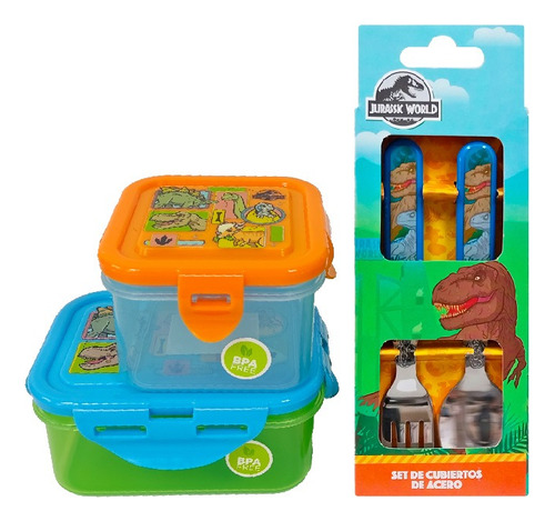 Jurassic Kids Set Tapers + Cubiertos