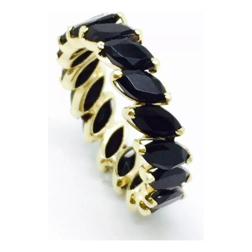 Aliança Ônix Negro Navetes Em Ouro 18k Frete Gratis