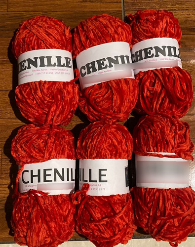 Lana Chenille, Lana Tercipelo, 6 Ovillos, 600 Grs