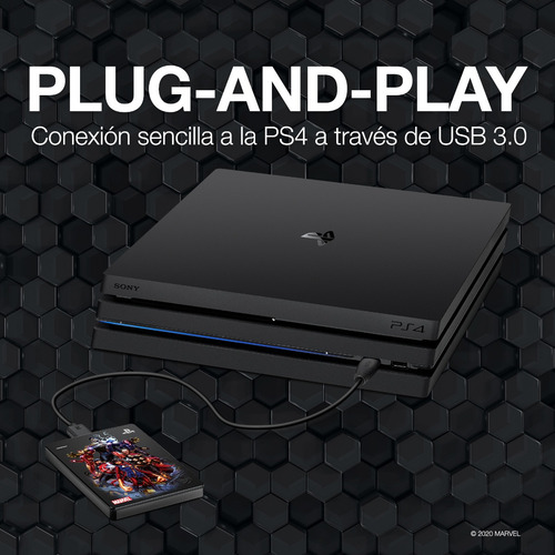 Imagen 2 de 2 de Disco 2tb Seagate Game Drive Ps4 Edición Avengers Assemble