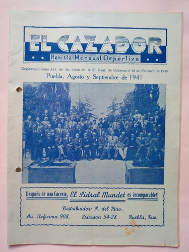 El Cazador Revista Mensual Deportiva, Puebla 1941 Cacería 