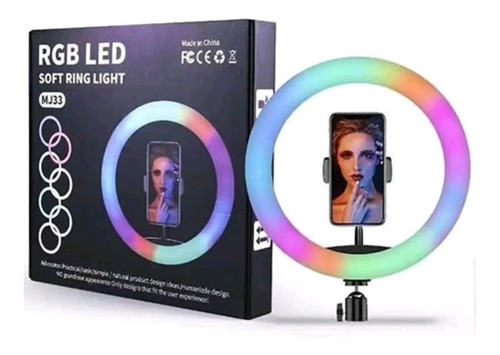 Ring Light Anel Led Luz Iluminador Rgb Colorido 10 Polegadas Cor da estrutura Preto