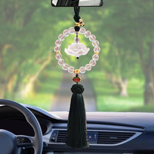 2 Lotus Decoración Colgante Para Coche, Espejo Verde Oscuro