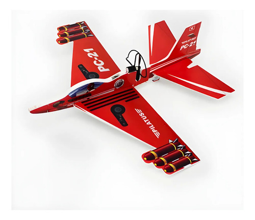 Avião Planador Com Motor A Bateria Recarregável Cor Vermelho