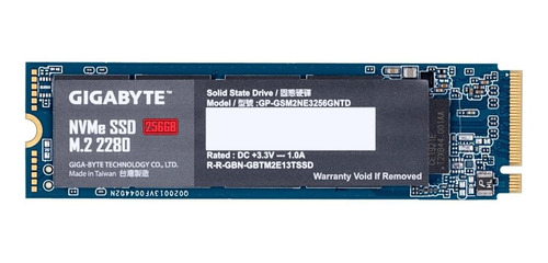 Imagen 1 de 4 de Disco sólido SSD interno Gigabyte GP-GSM2NE3256GNTD 256GB