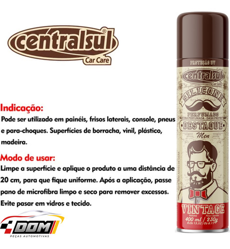 Silicone Aerossol Spray Perfumado Carro Central Sul 400ml