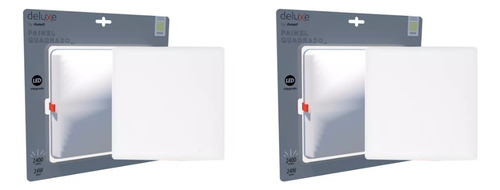 Kit 2 Painel Led Flat Sem Borda Embutir Neutro 24w Bivolt