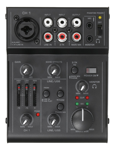 Mezclador O De 5 Canales Con Usb, Eq Y Echo Para Grabación D