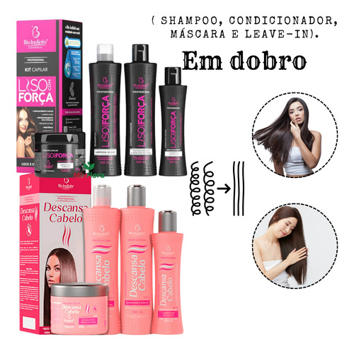 Kit Capilar Liso Com Força + Descansa Cabelo Beleza De Salão