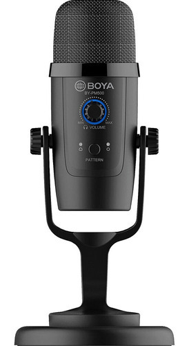 Micrófono de condensador cardioide USB Boya BY-PM500 para podcasts, color negro