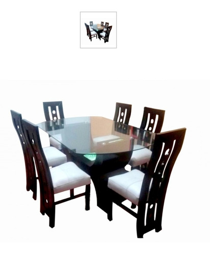 Juego De Comedor De 6 Sillas En Pino Y En Acabado Duco