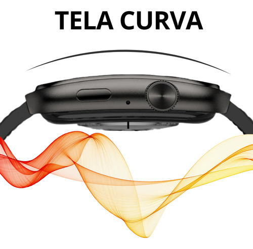 Relógio Smartwatch Aurafit Am10b Tecnologia Amoled Preto Antitranspirante Aberta Laranja Preto